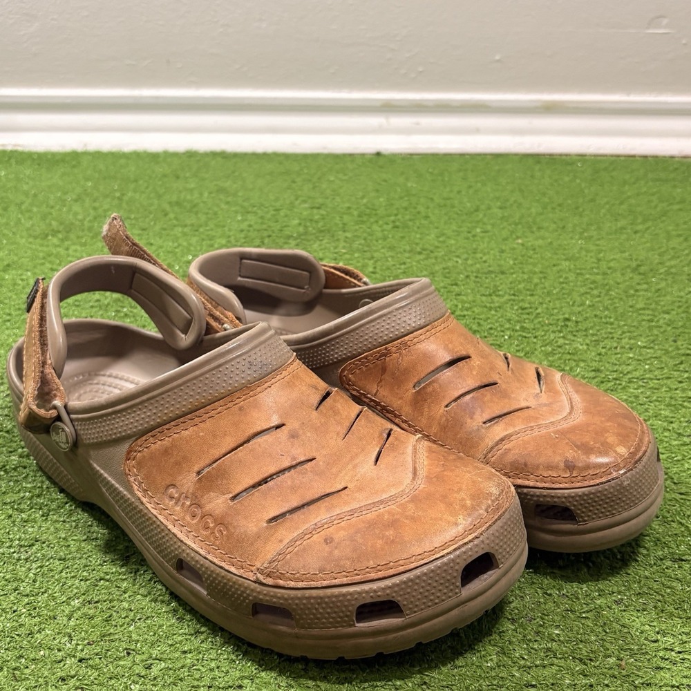 Crocs Yukon Vista II Men Brown Leather Clog Sandals Slip On Size M 12